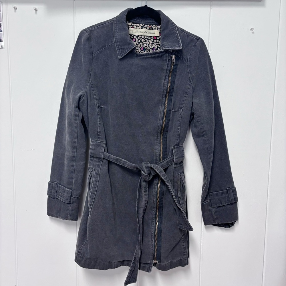 Anthropologie Daughters of the Liberation Grey Short Trench Coat Jacket 10 - Picture 2 of 10